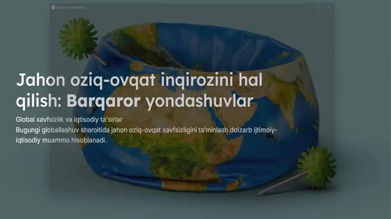 Jahon oziq-ovqat inqirozi va uni hal etish yo‘llari   i