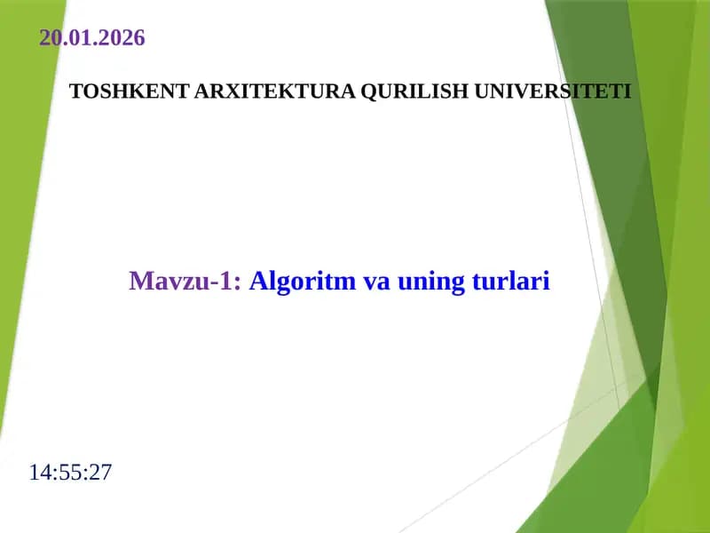 Algoritm va uning turlari
