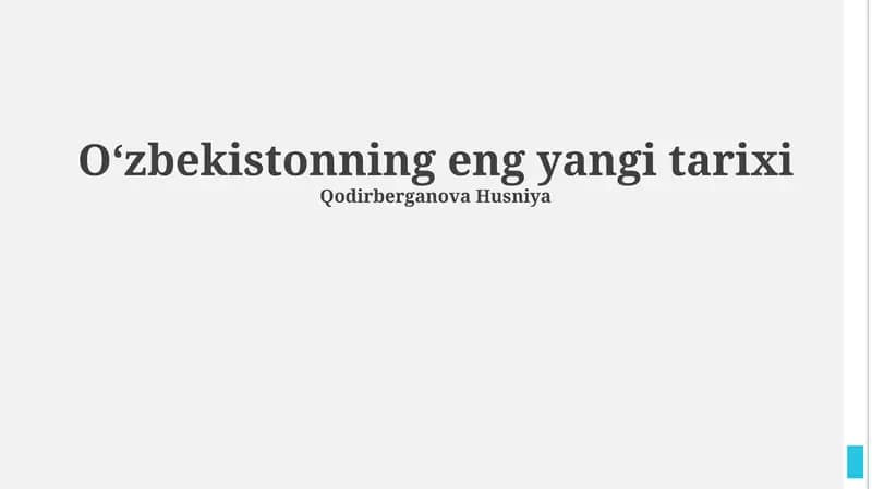 O'zbekistonning eng yangi tarixi