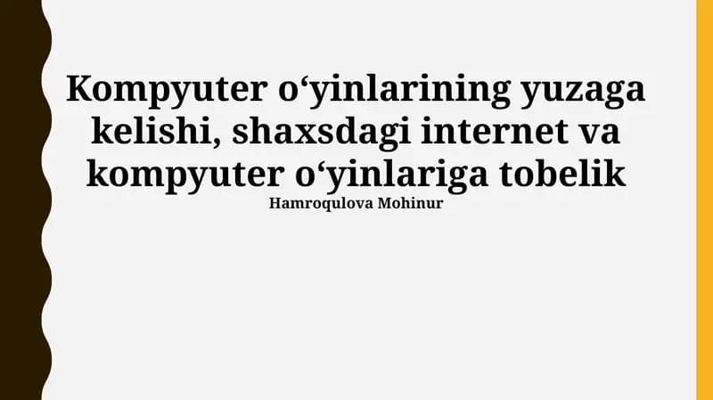Internet va kompyuter oʻyinlariga qaramlik