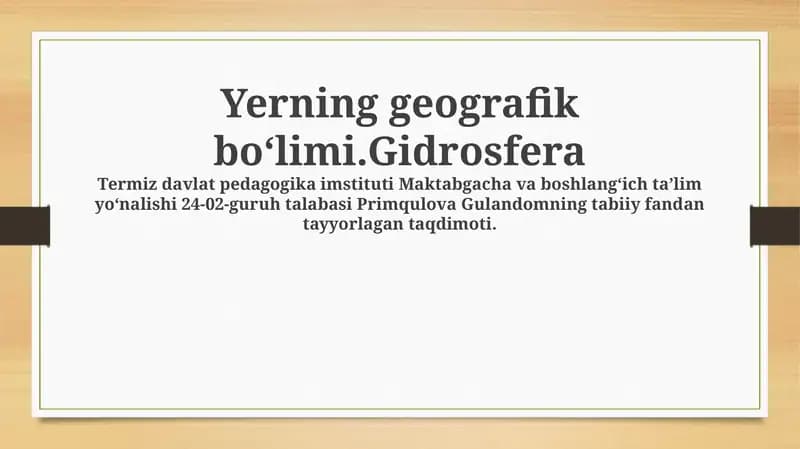 Gidrosfera