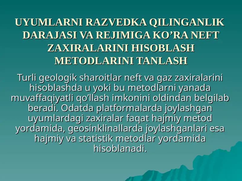 Neft va gaz zaxiralarini hisoblash metodlari