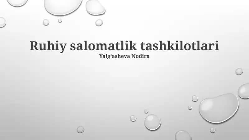 Ruhiy salomatlik tashkilotlari