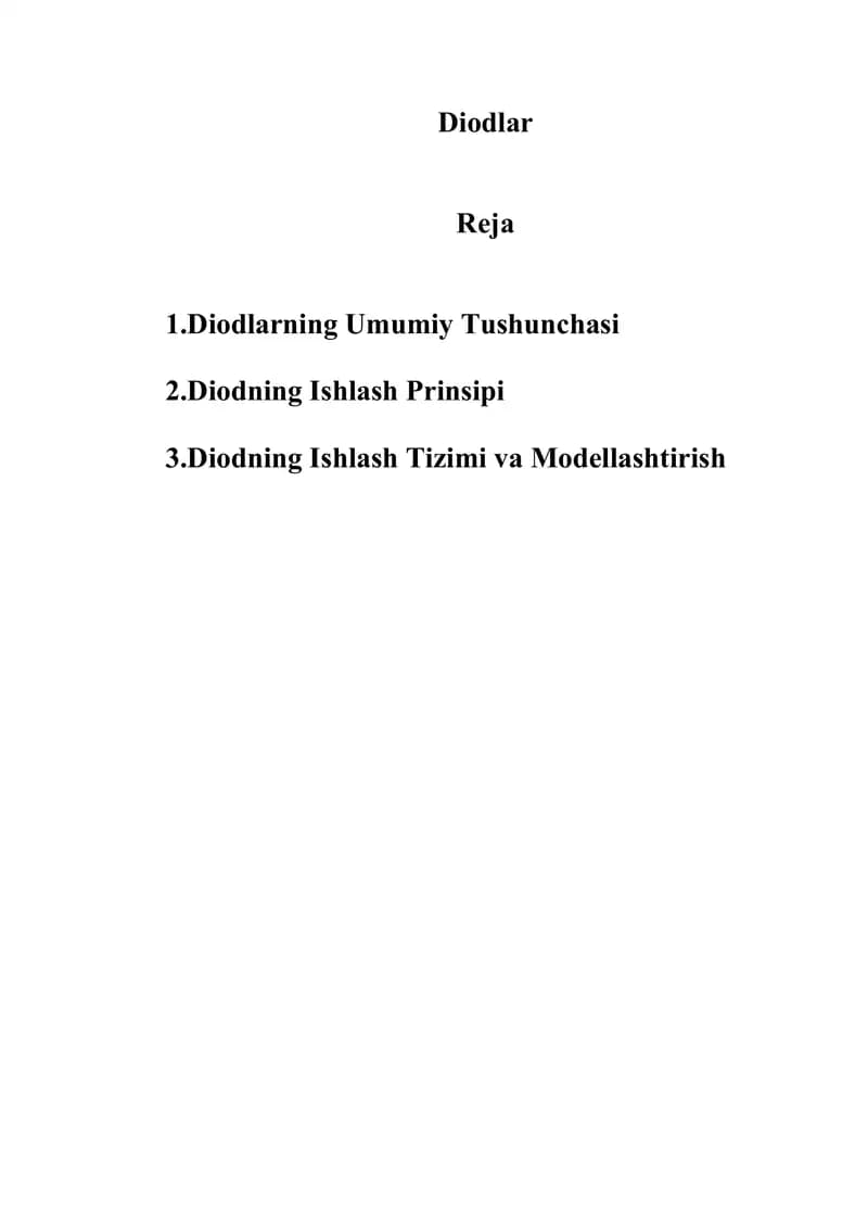 Mustaqil ish "Diodlar"