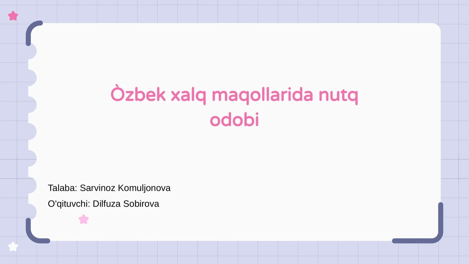 Òzbek xalq maqollarida nutq odobi