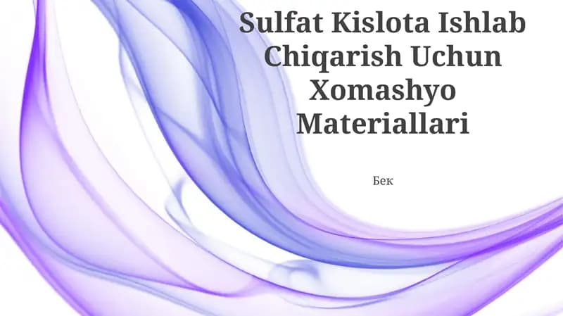 Oltingugurt Sulfat Kislota Ishlab Chiqarish Uchun Xomashyo Materiallari