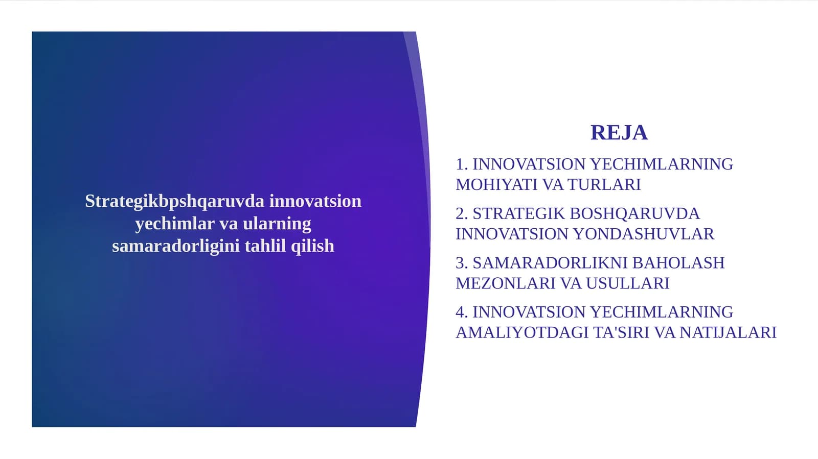 Strategikbpshqaruvda innovatsion yechimlar va ular