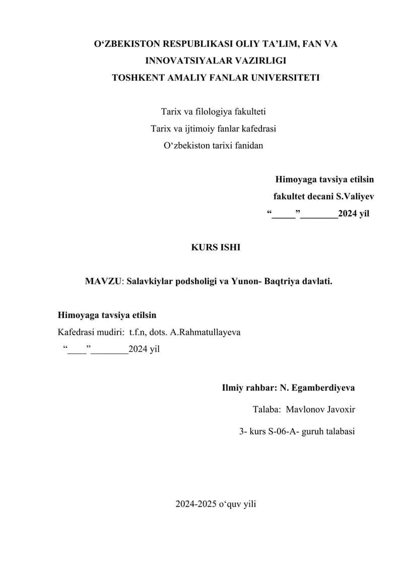 Salavkiylar podsholigi va Yunon-Baqtriya davlati