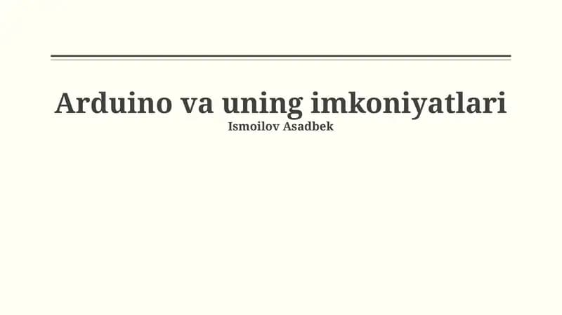 Arduino va uning imkoniyatlari