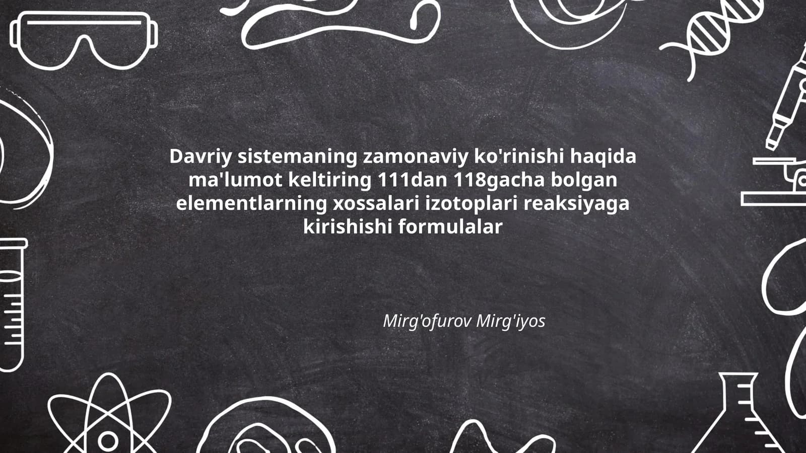 Elementlarning xossalari izotoplari reaksiyaga kirishishi formulalar