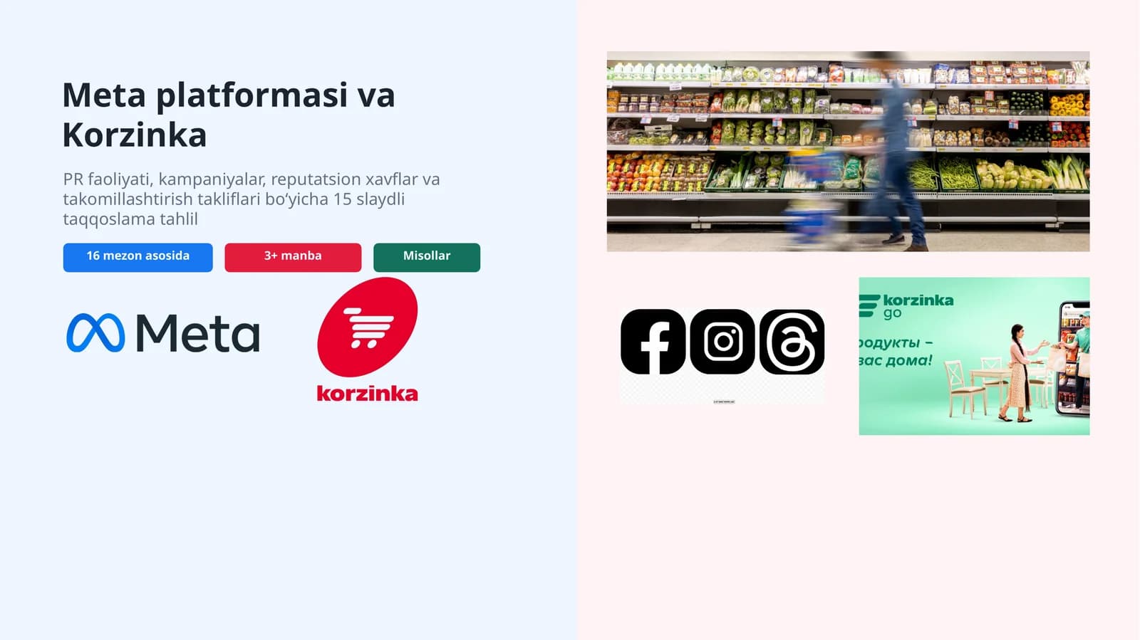 Meta platformasi va Korzinka