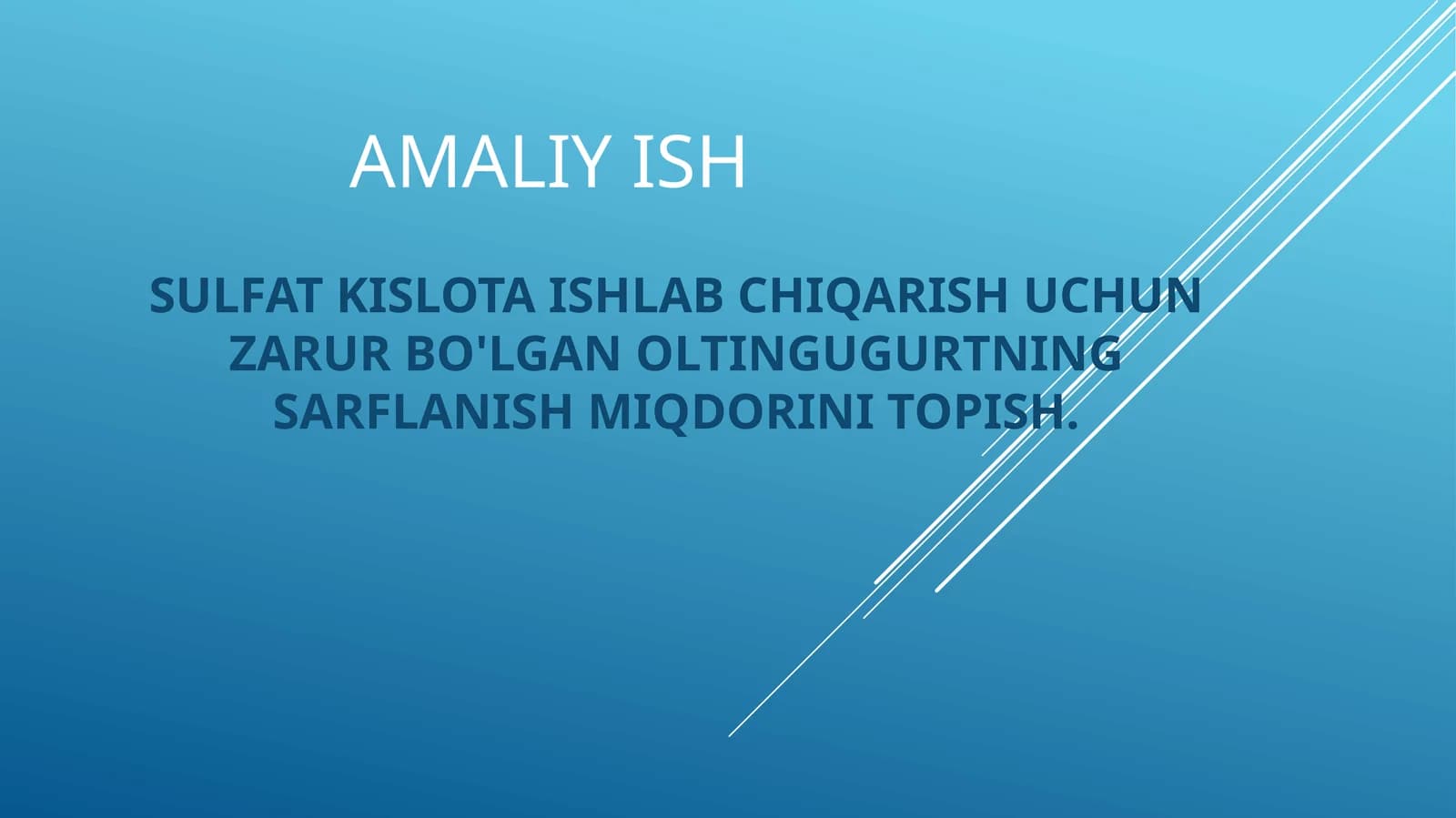 SULFAT KISLOTA ISHLABCHIQARISHUCHUN ZARUR BO'LGAN OLTINGUGUR