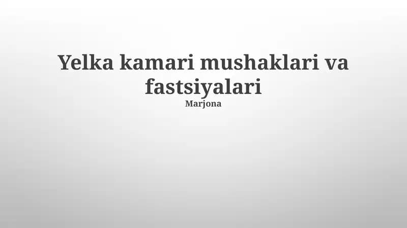 Yelka kamari mushaklari va fastsiyalari