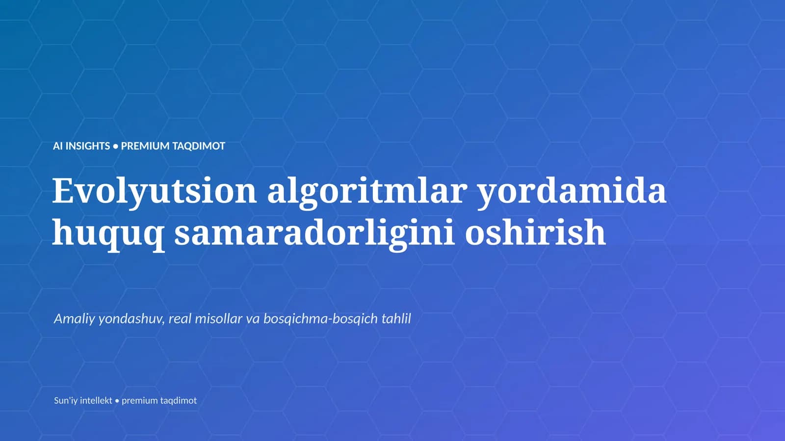 Evolyutsion algoritmlar yordamida huquq samaradorligini oshirish
