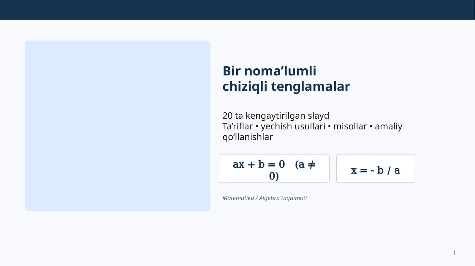 Bir noma’lumli chiziqli tenglamalar