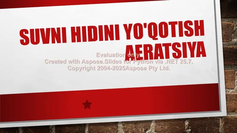 Suvni hidini yo'qotish aeratsiya