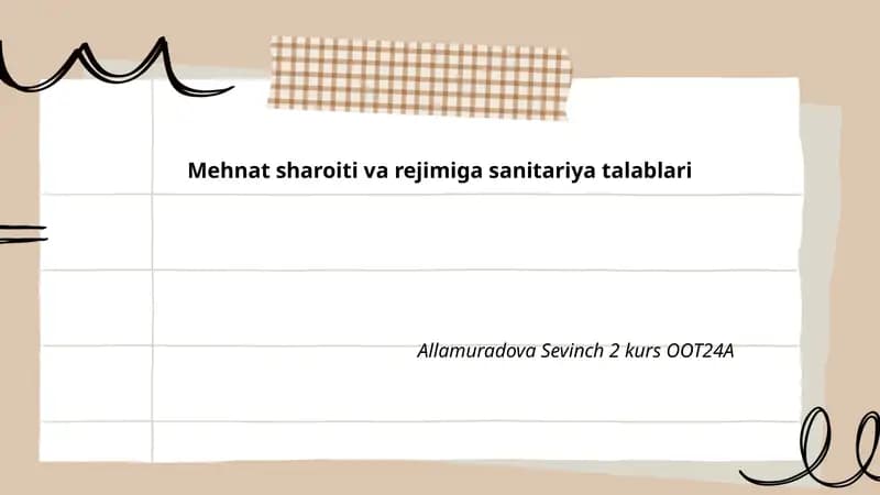 Mehnat sharoiti va rejimiga sanitariya talablari