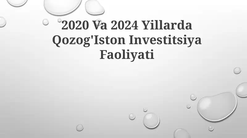 2020 Va 2024 Yillarda Qozog'IstonInvestitsiyaFaoliyati
