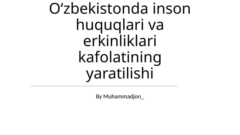 Oʻzbekistonda inson huquqlari va erkinliklari kafolatining yaratilishi