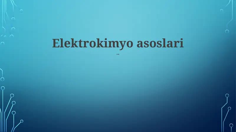 Elektrokimyo asoslari