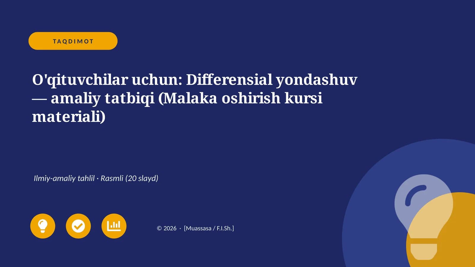 Differensial yondashuv — amaliy tatbiqi (Malaka oshirish kursi materiali)