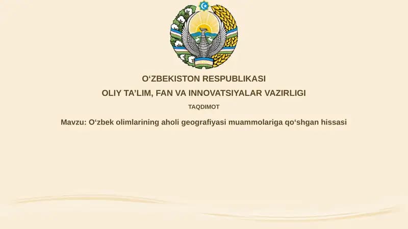 Oʻzbekolimlarining aholigeografiyasimuammolarigaqoʻshganhissasi