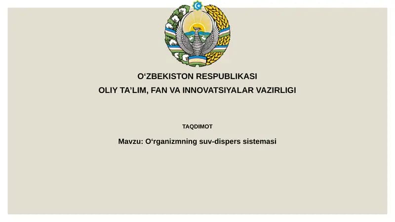 Oʻrganizmningsuv-disperssistemasi
