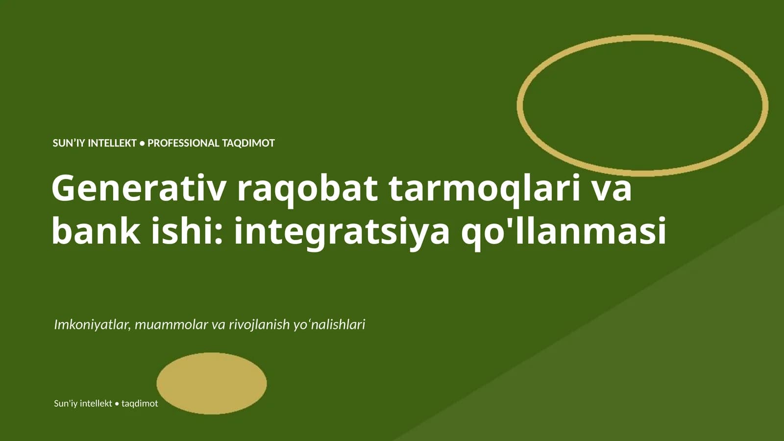 Generativ raqobat tarmoqlari va bank ishi: integratsiya qo'llanmasi