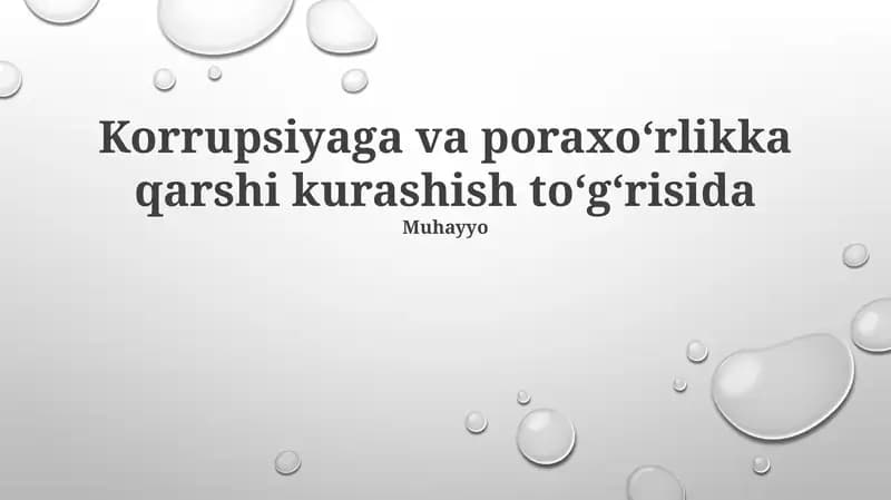 Korrupsiyaga va poraxoʻrlikka qarshi kurashish toʻgʻrisida