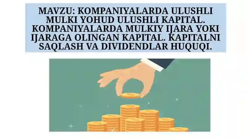 KOMPANIYALARDA ULUSHLI MULKI YOHUD ULUSHLI KAPITAL