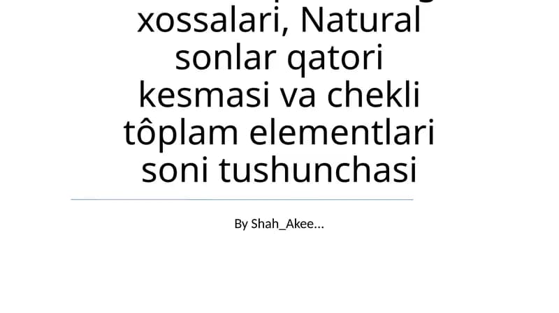 Tabiiy Sonlarning Segmentlari