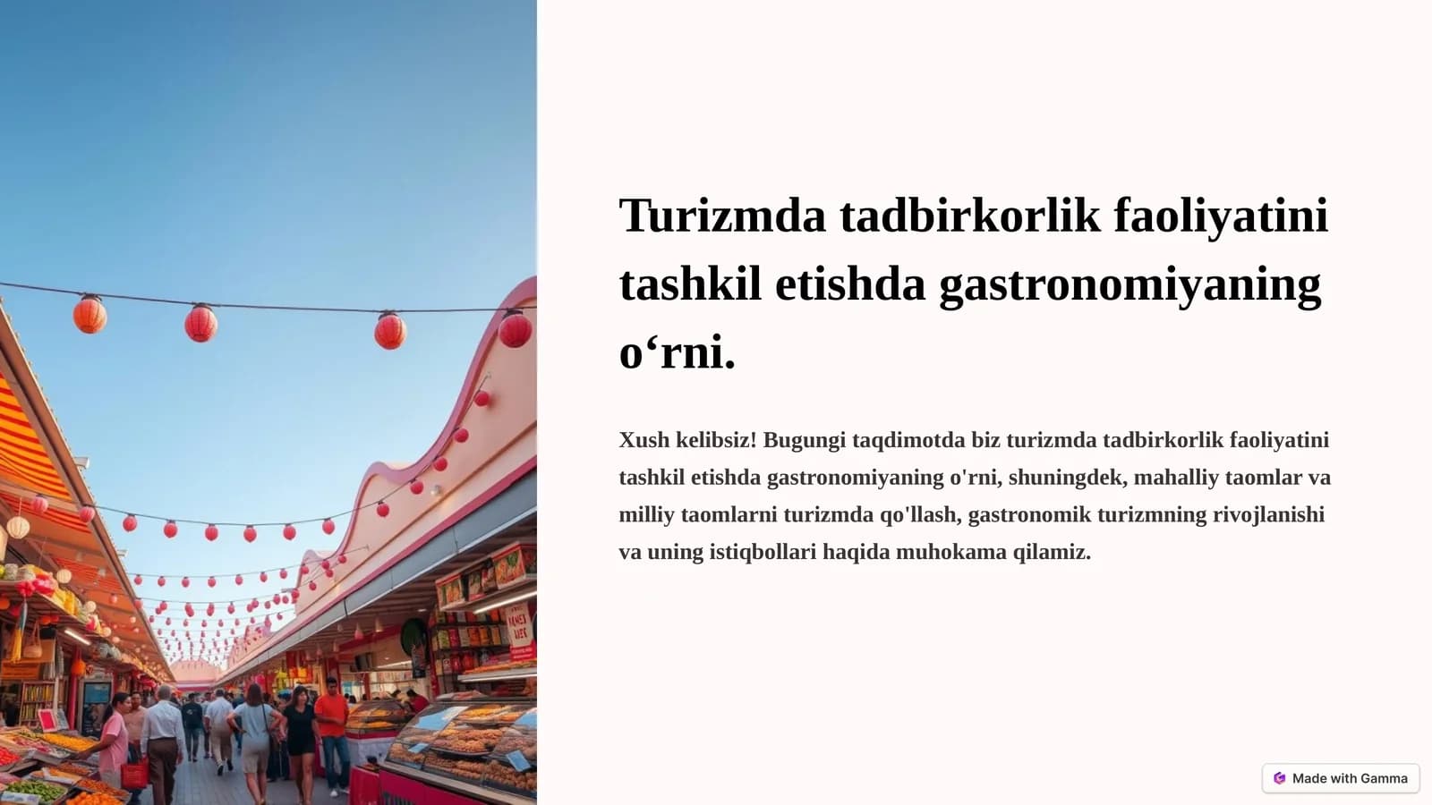 Gastronomiyaning Tushunchasi va Turizm Bilan Aloqadorligi