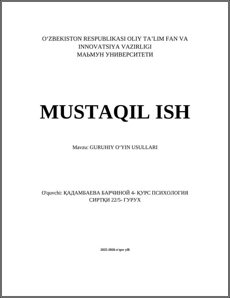 GURUHIY O‘YIN USULLARI