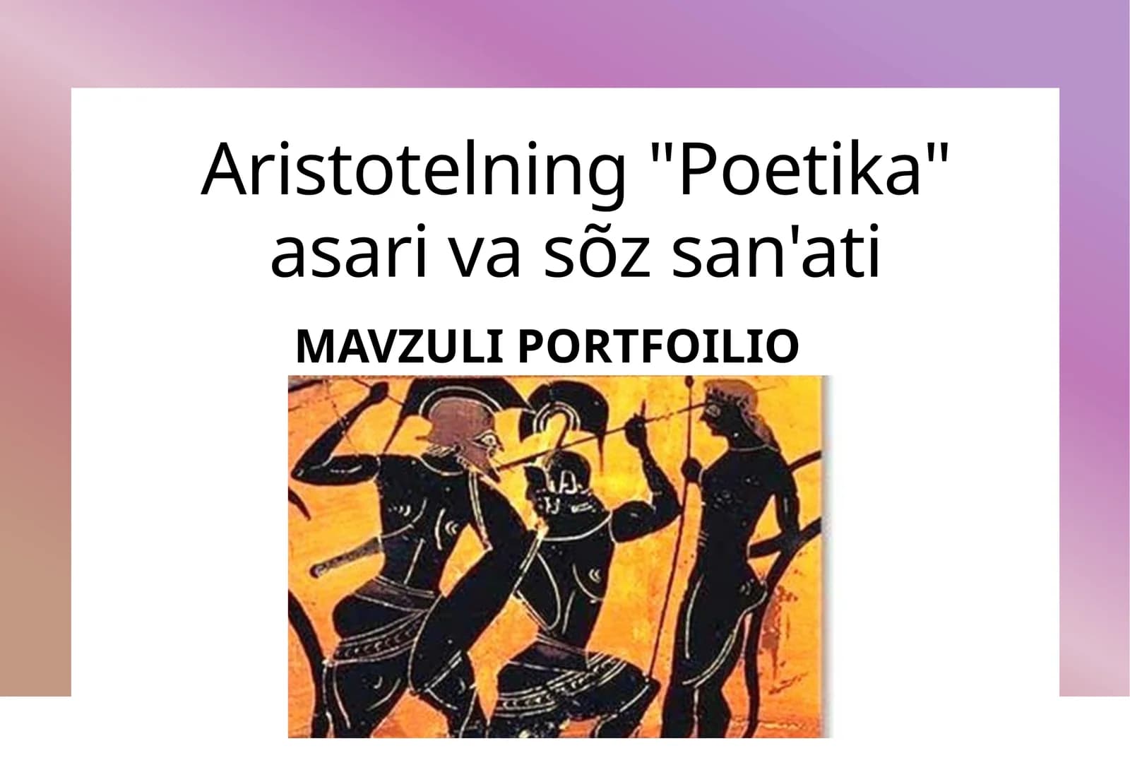 Aristotelning "Poetika" asari va so'z san'ati