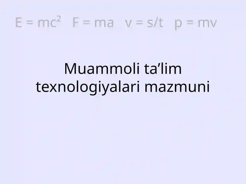 Muammoli ta’lim texnologiyalari mazmuni