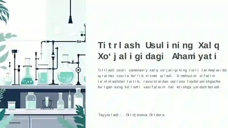 Titrlash Usulining Xalq Xo‘jaligidagi Ahamiyati