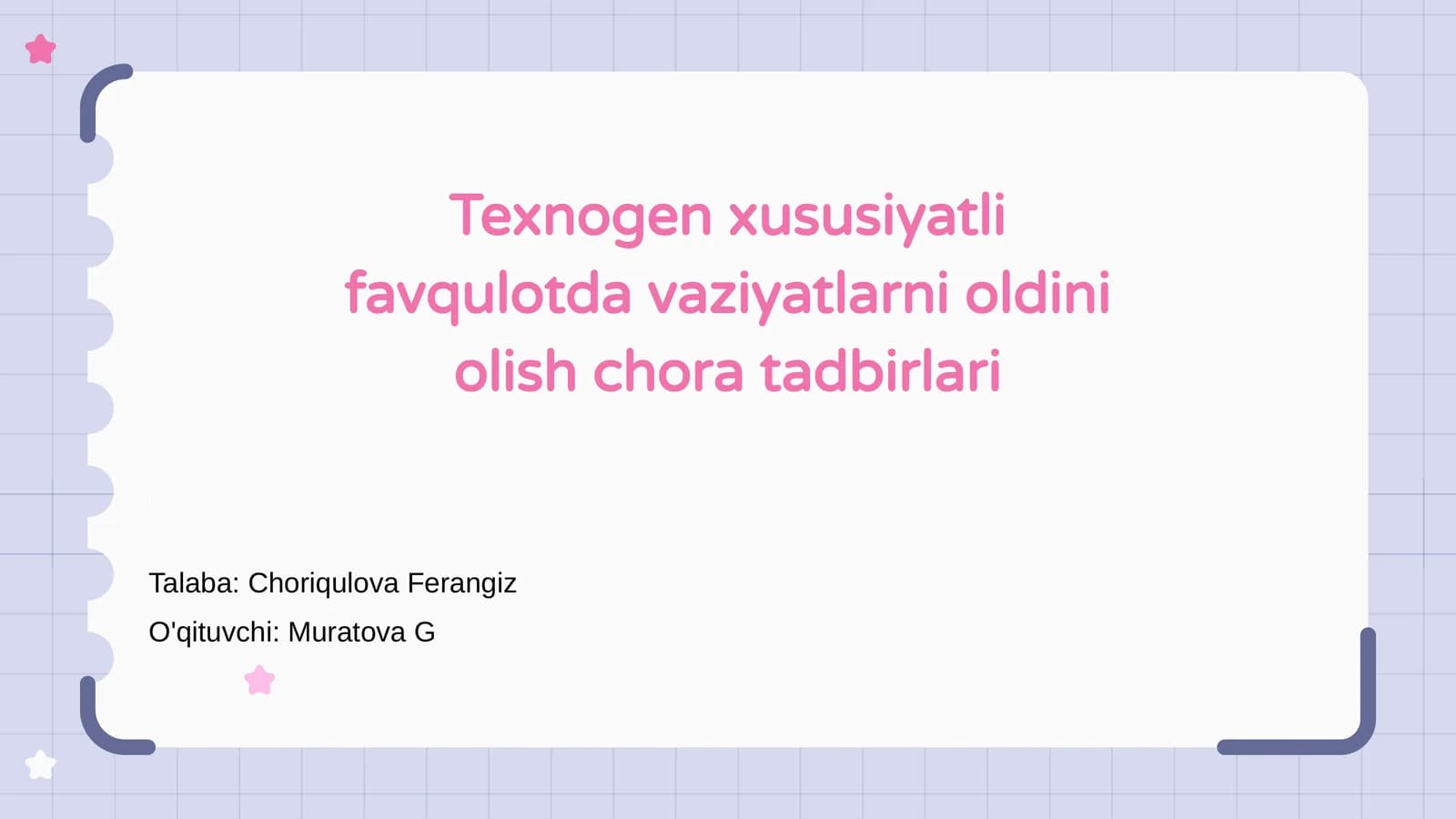 Texnogen xususiyatli favqulotda vaziyatlarni oldini olish chora tadbirlari