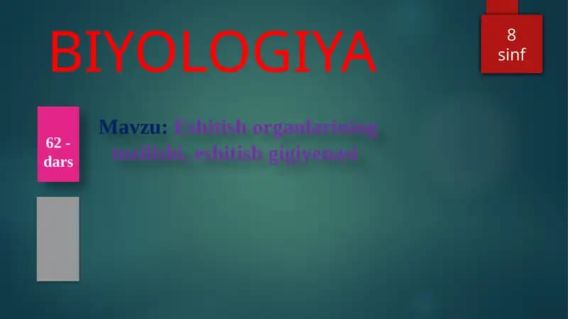 Eshitish organlarining tuzilishi, eshitish gigiyenasi