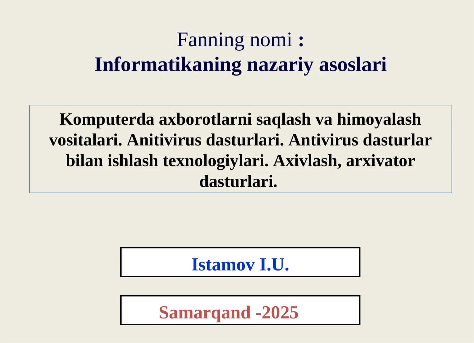 Informatikaning nazariy asoslari