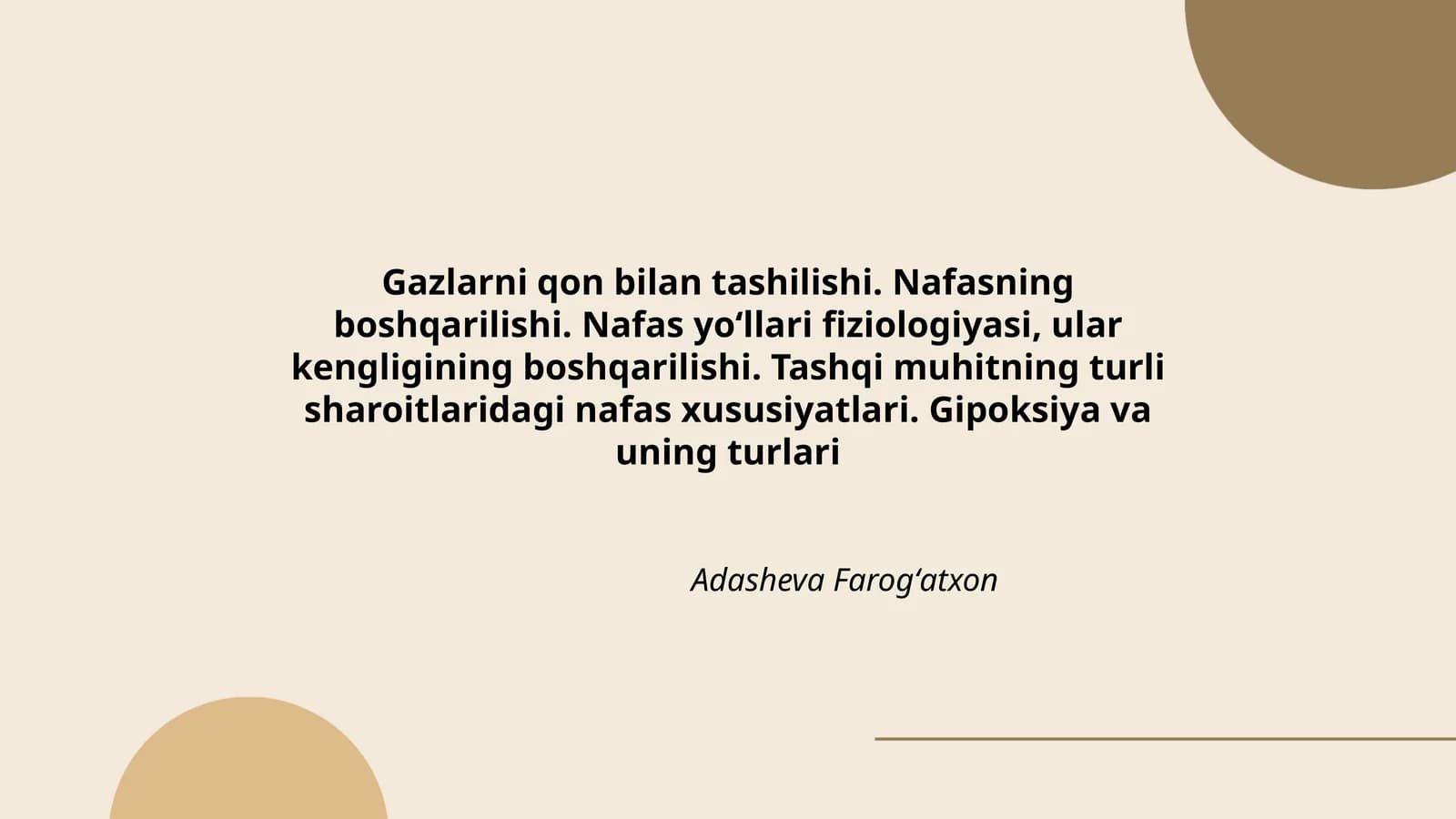 Gazlarni qon bilan tashilishi