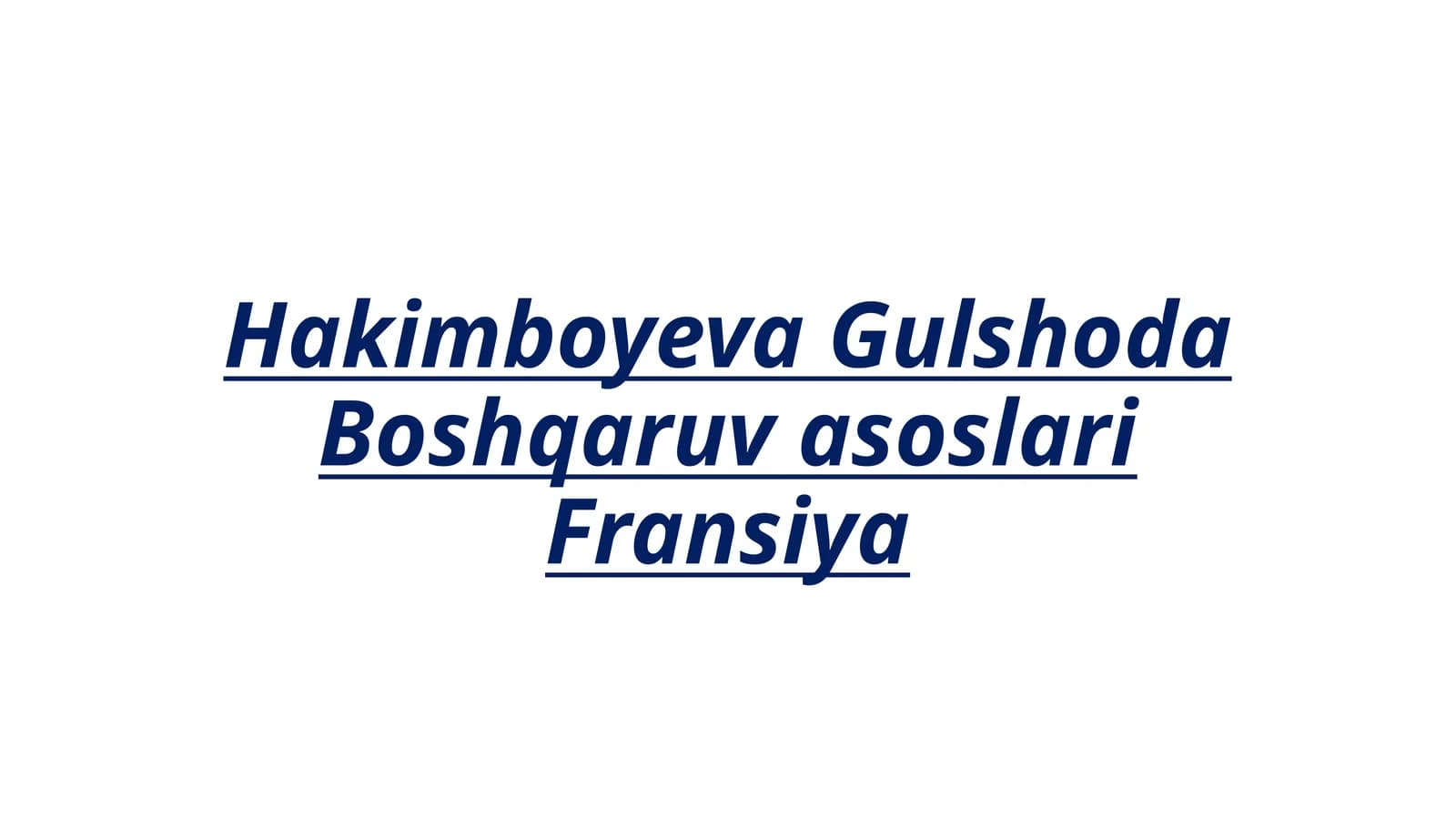 Boshqaruv asoslari