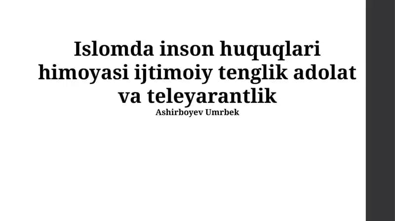Islomda inson huquqlari himoyasi