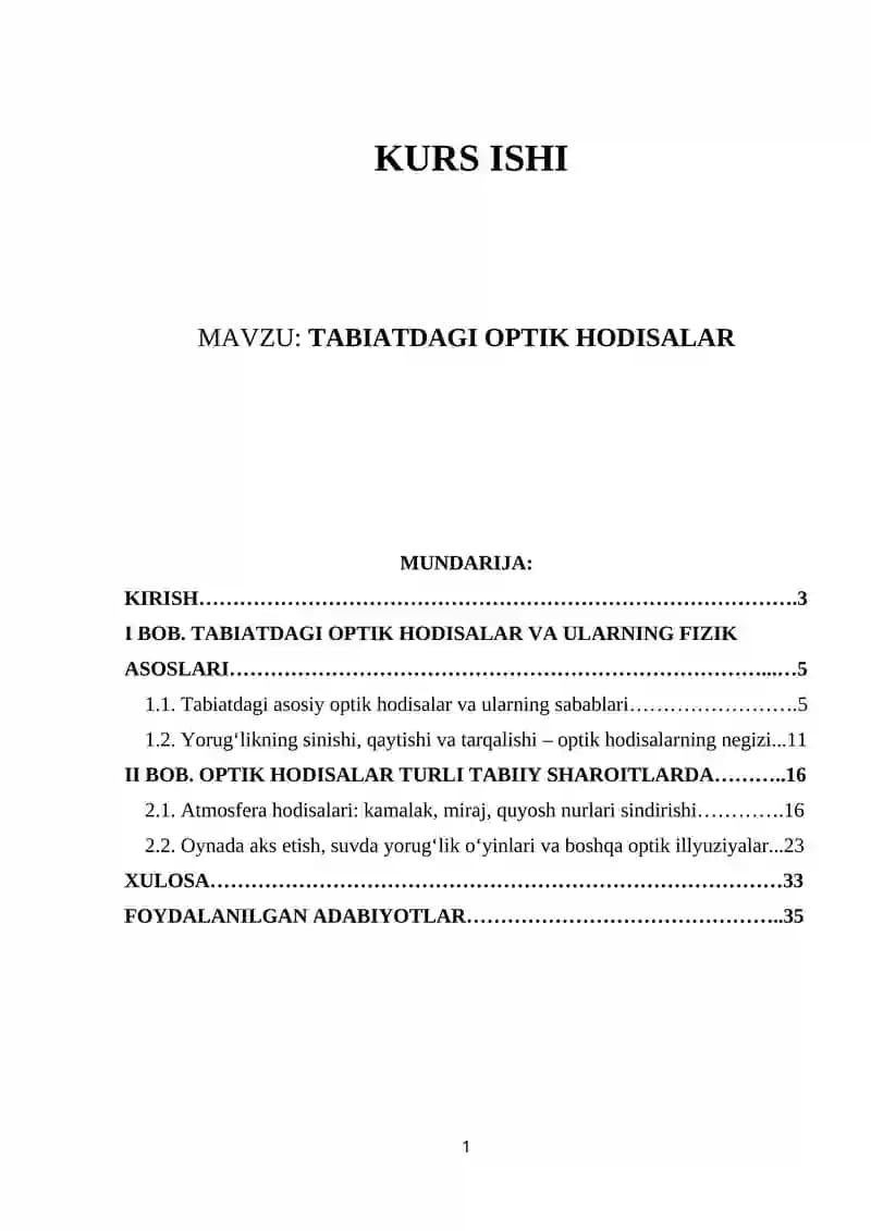 Tabiatdagi Optik Hodisalar