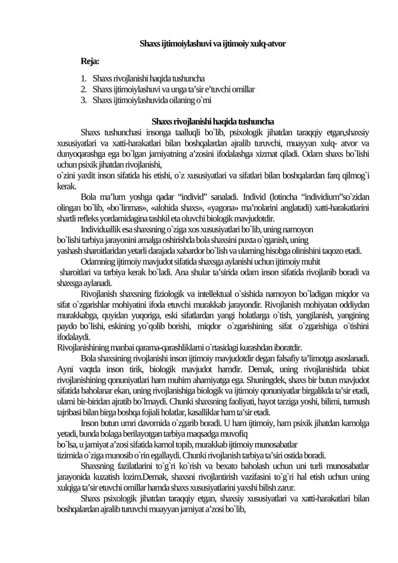 Shaxs ijtimoiylashuvi va ijtimoiy xulq-atvor