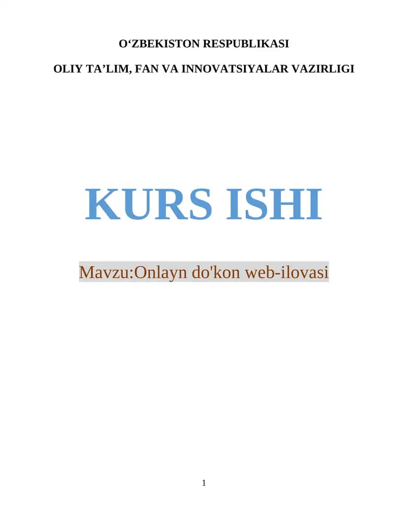 Onlayn do'kon web-ilovasi kurs ishi