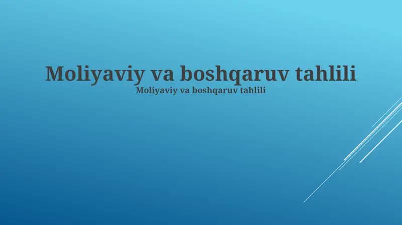 Moliyaviy va boshqaruv tahlili