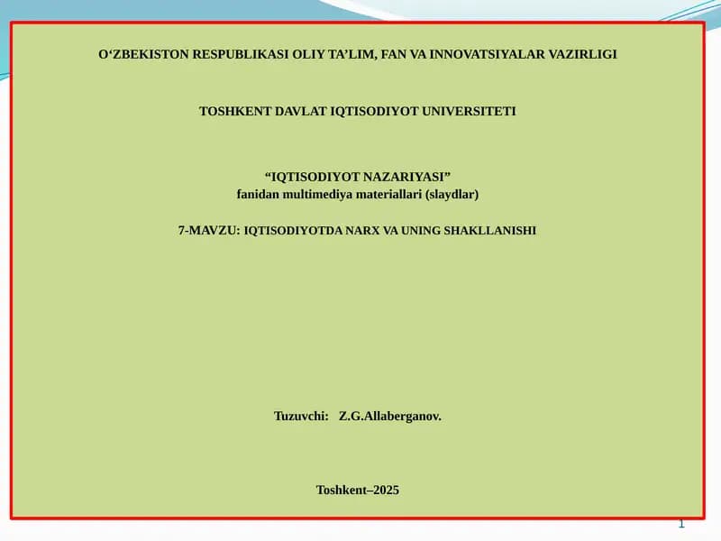 IQTISODIYOT NAZARIYASI