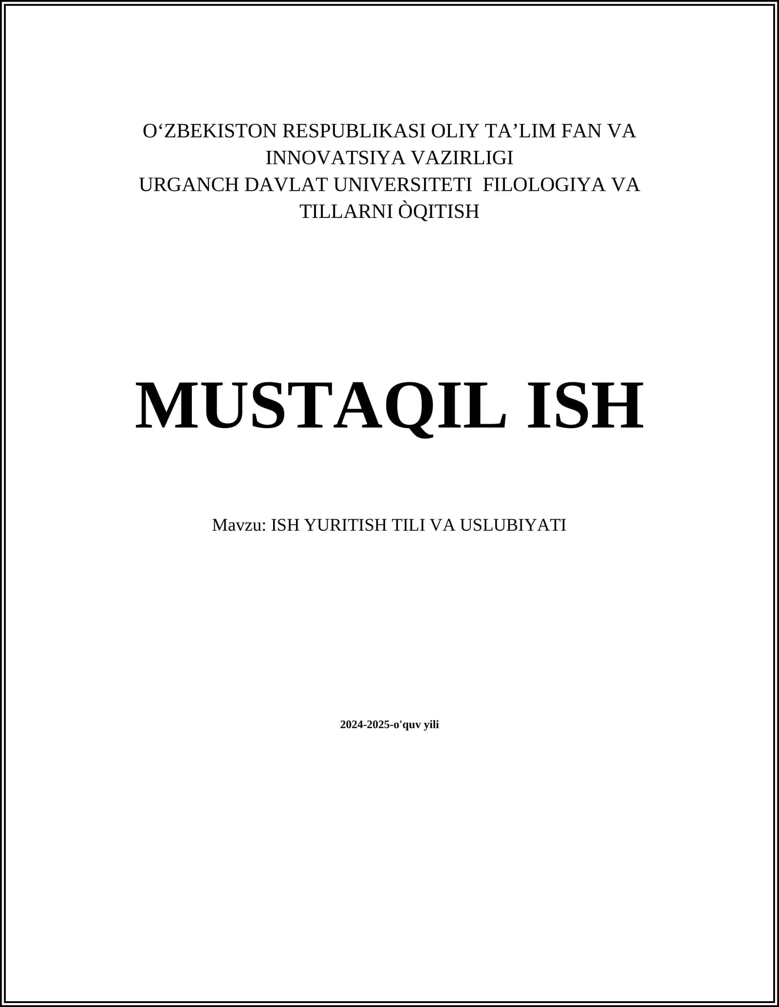 Ish yuritish tili va uslubiyati