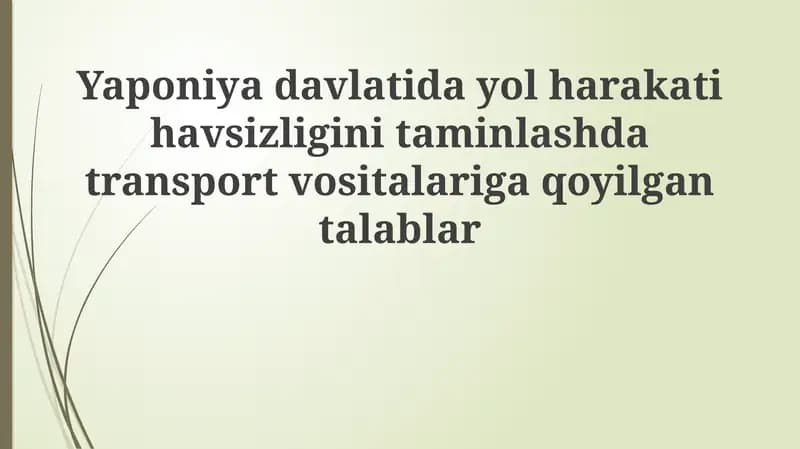 Yaponiyada Avtomobillar Tormoz Tizimi
