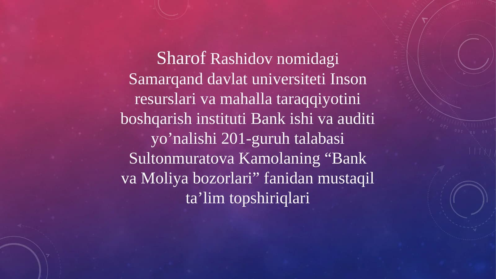 Jahon moliya bozorining zamonaviy tendensiyalari va muammolari